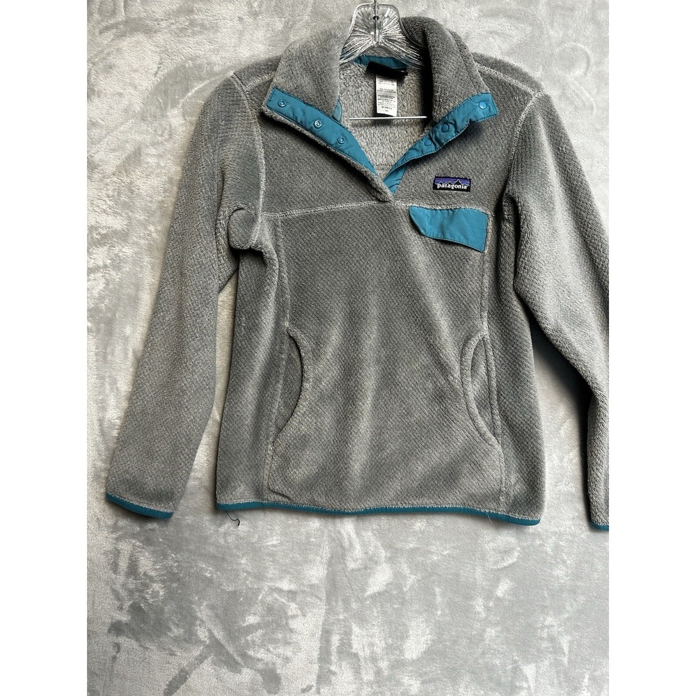 Patagonia Fleece Snap Pullover Gray Teal Women's XS